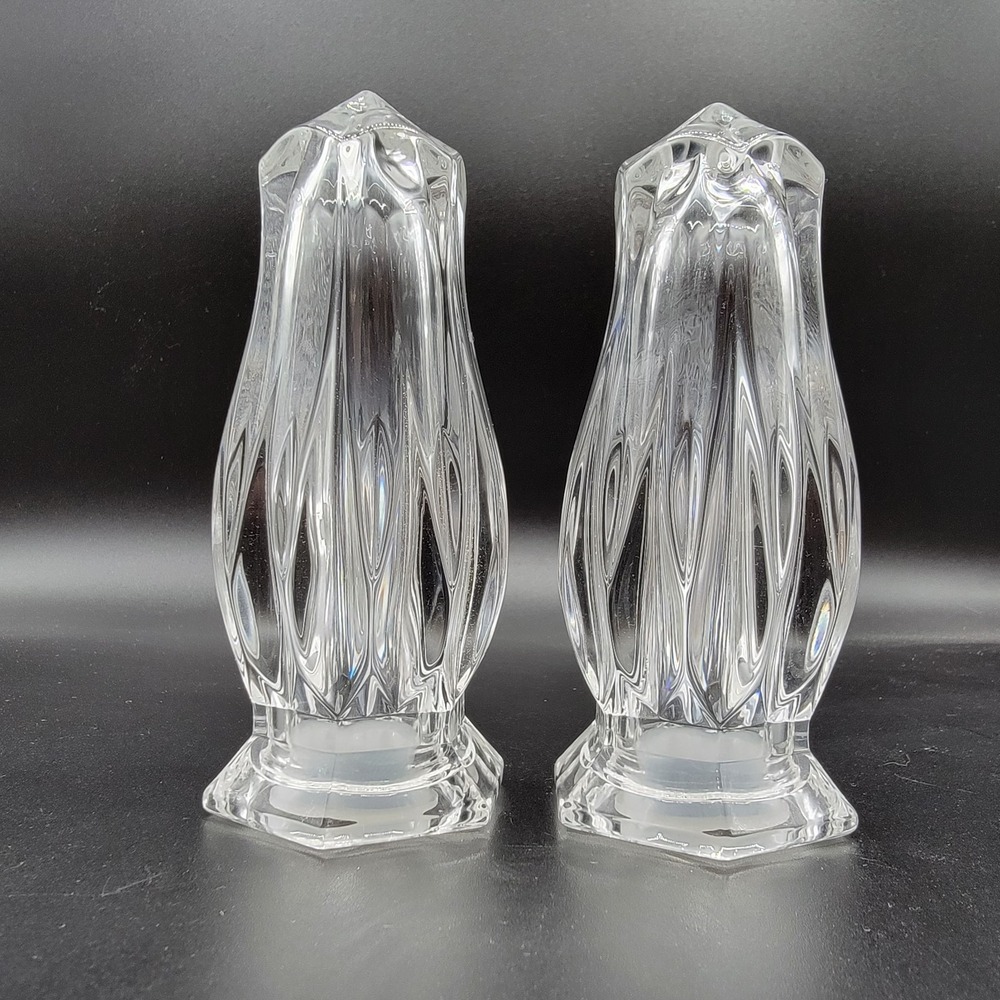 Salt & Pepper Vtg Shakers Mikasa Crystal Icicles Pattern Discontinued 4 3/8" - Picture 1 of 6